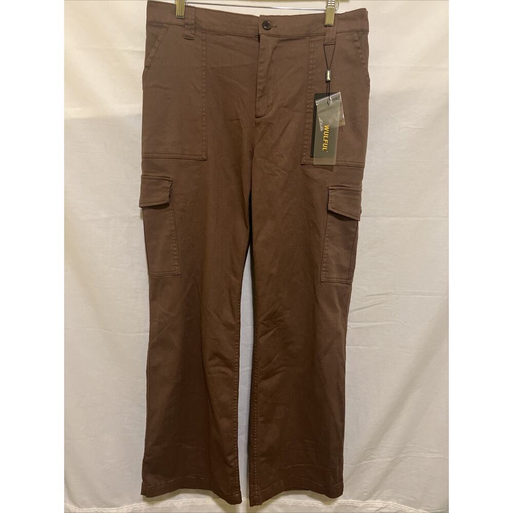 WULFUL Cargo Pants for Women High Rise Casual Size 12 Brown NWT